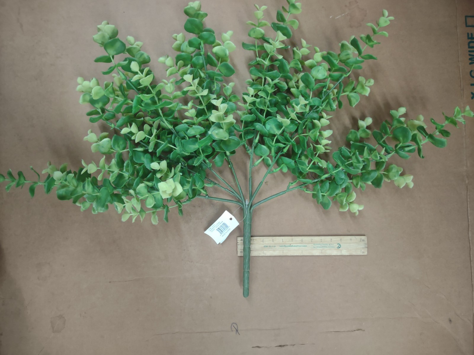 Plastic Spiral Eucalyptus Bush, 13″ Green w Pale Tips, 7 Wired Branch Baby Euc