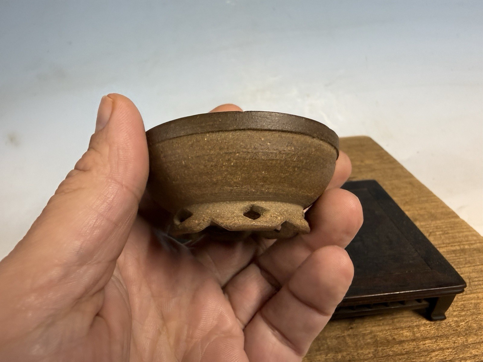 Japanese Unknown Maker Shohin Bonsai Tree Pot 2 3/4 By 1 1/4”unglazed Handmade
