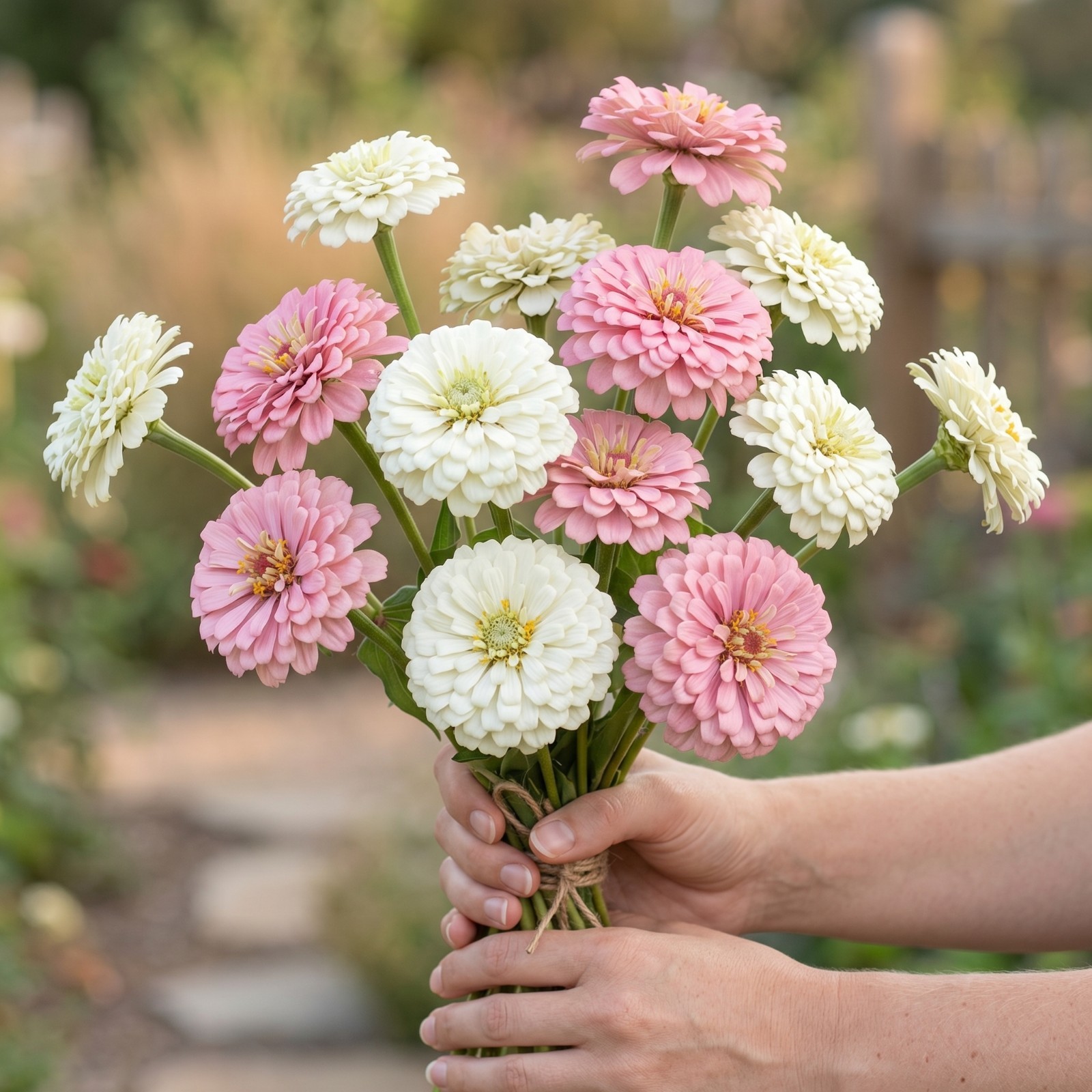 Zinnia BLUSHING BRIDE Mix Cut Flowers Pollinators Weddings! Non-GMO 200 Seeds!