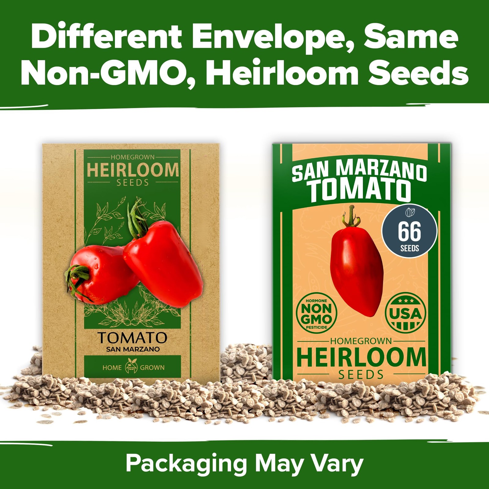 HOME GROWN San Marzano Tomato Seeds 132+ 2-Pack, Light Tan or Pale Yellow