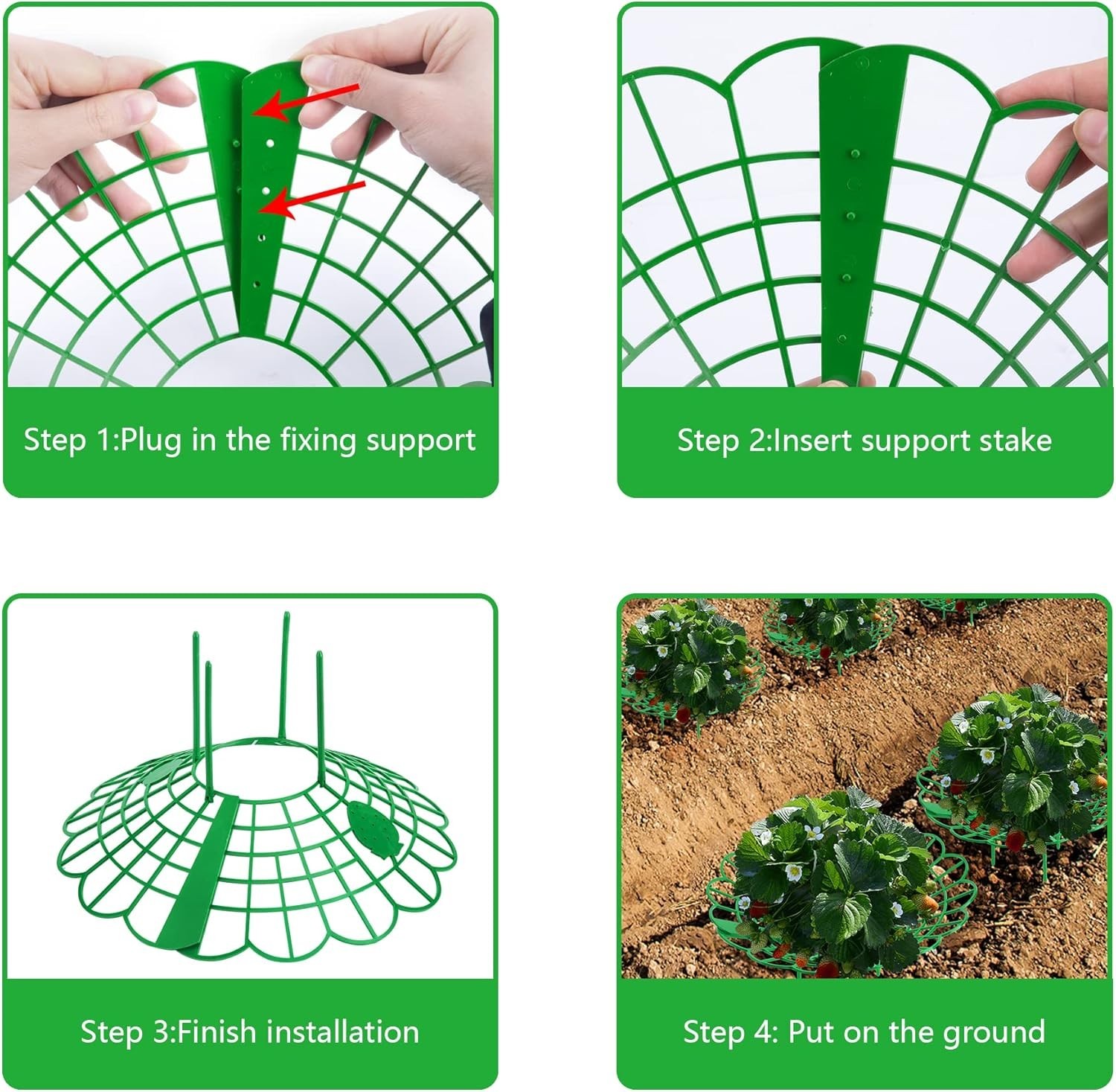 Flexible 6 Pack Strawberry Supports with Easy Locking for Mess-Free Gardening