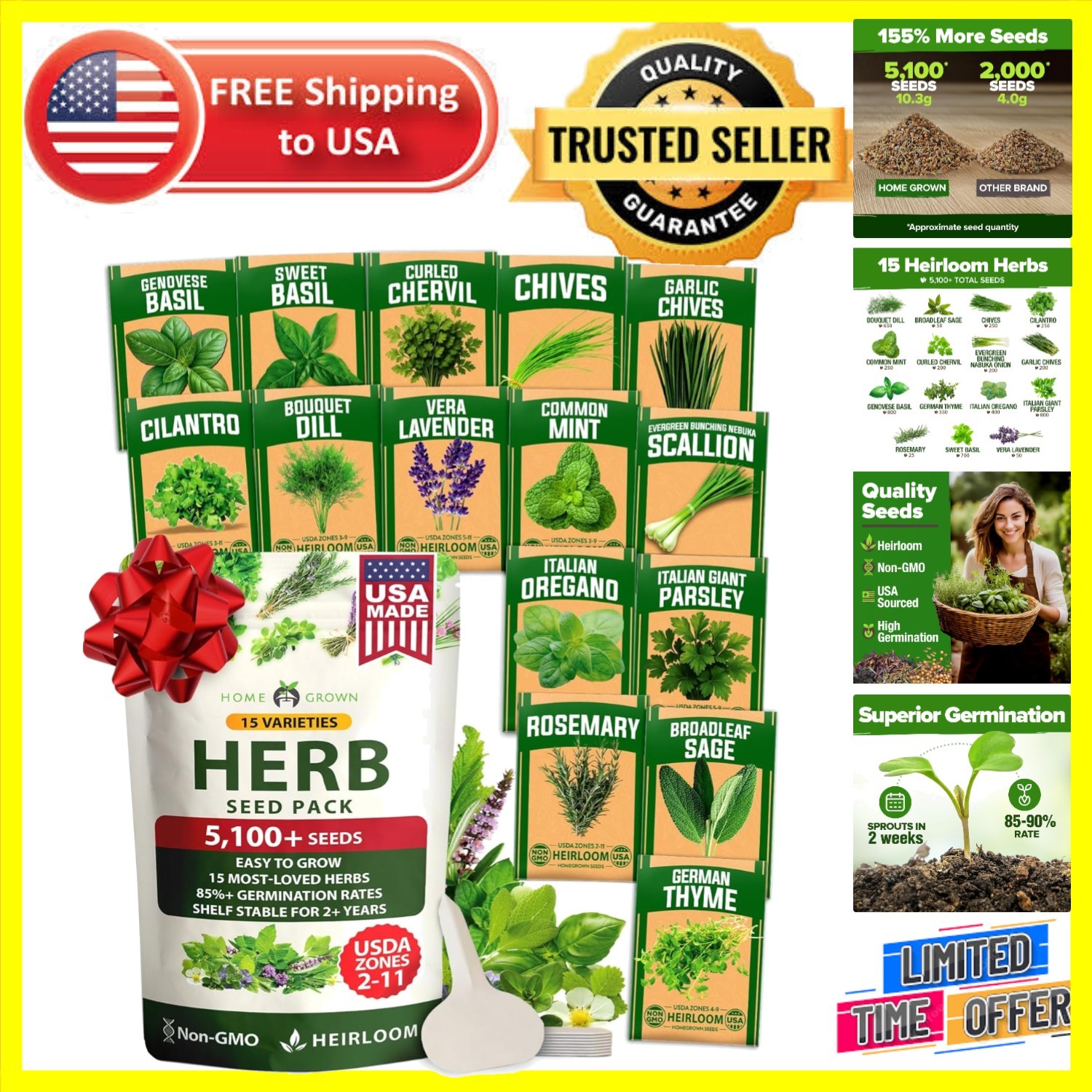 Complete Culinary Herb Seed Collection – 15 Varieties for Every Garden