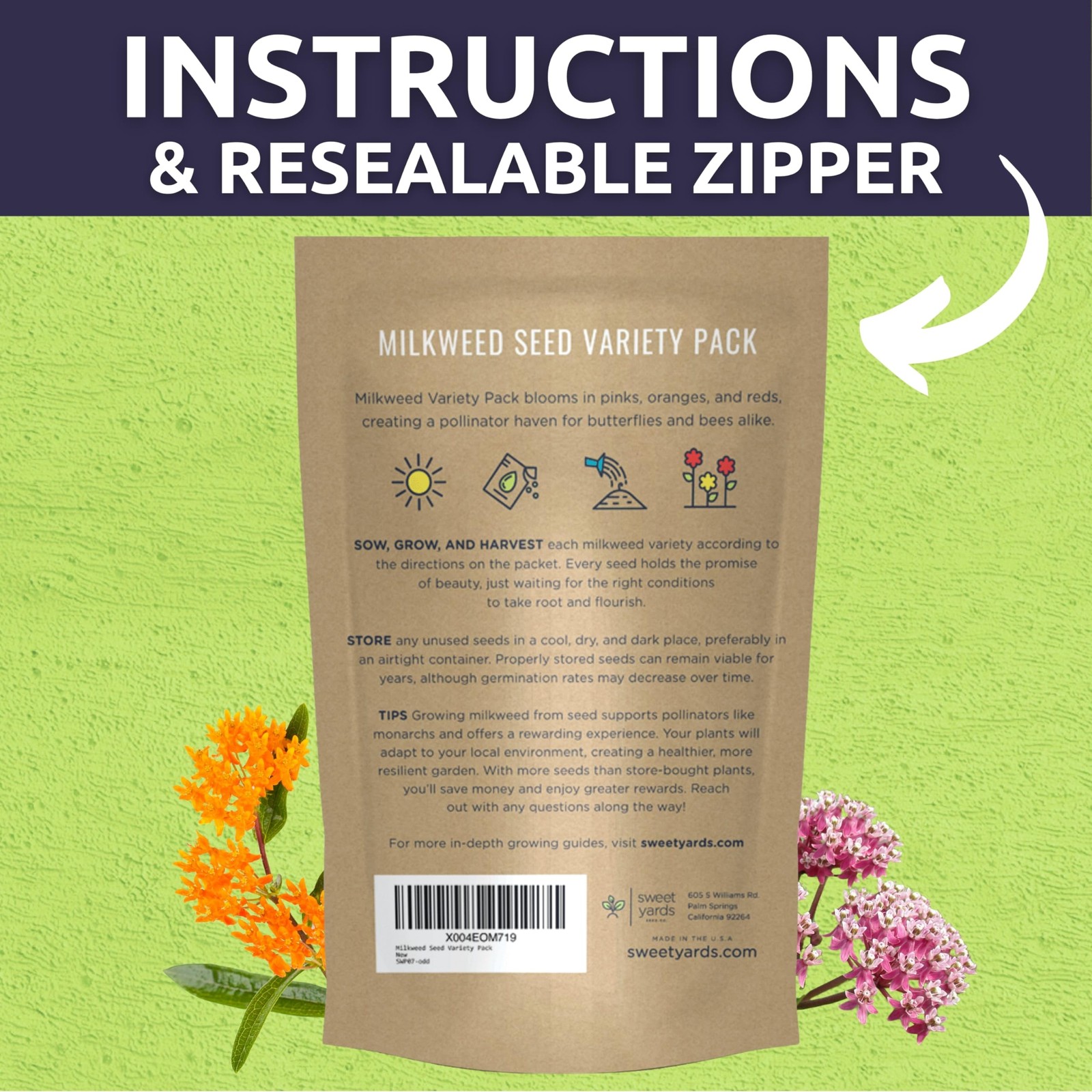 Milkweed Seed Variety Pack | 5 Individual Packs – 2026 Season – Showy, Pink…