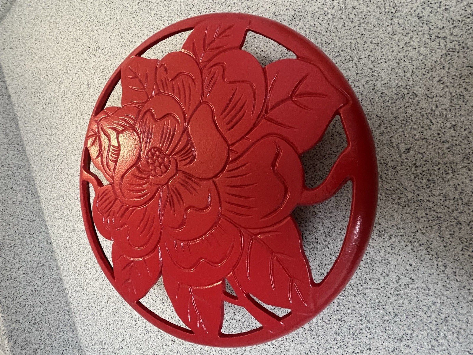 Vintage Round Red Rolling Plant Stand Caddy w Wheels Indoor Outdoor Planter Base