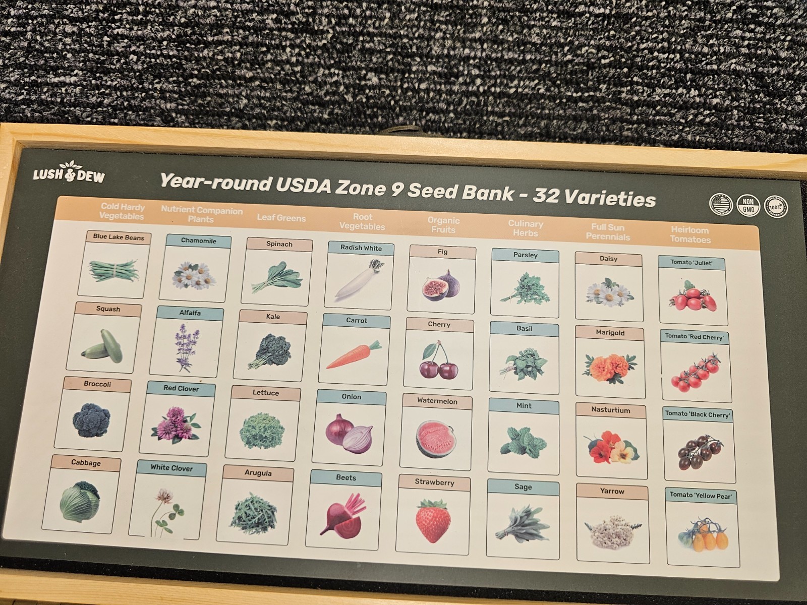 Lush and Dew Year-Round USDA Zone 9 Seed Bank 32 Varieties Seed Grow Guide