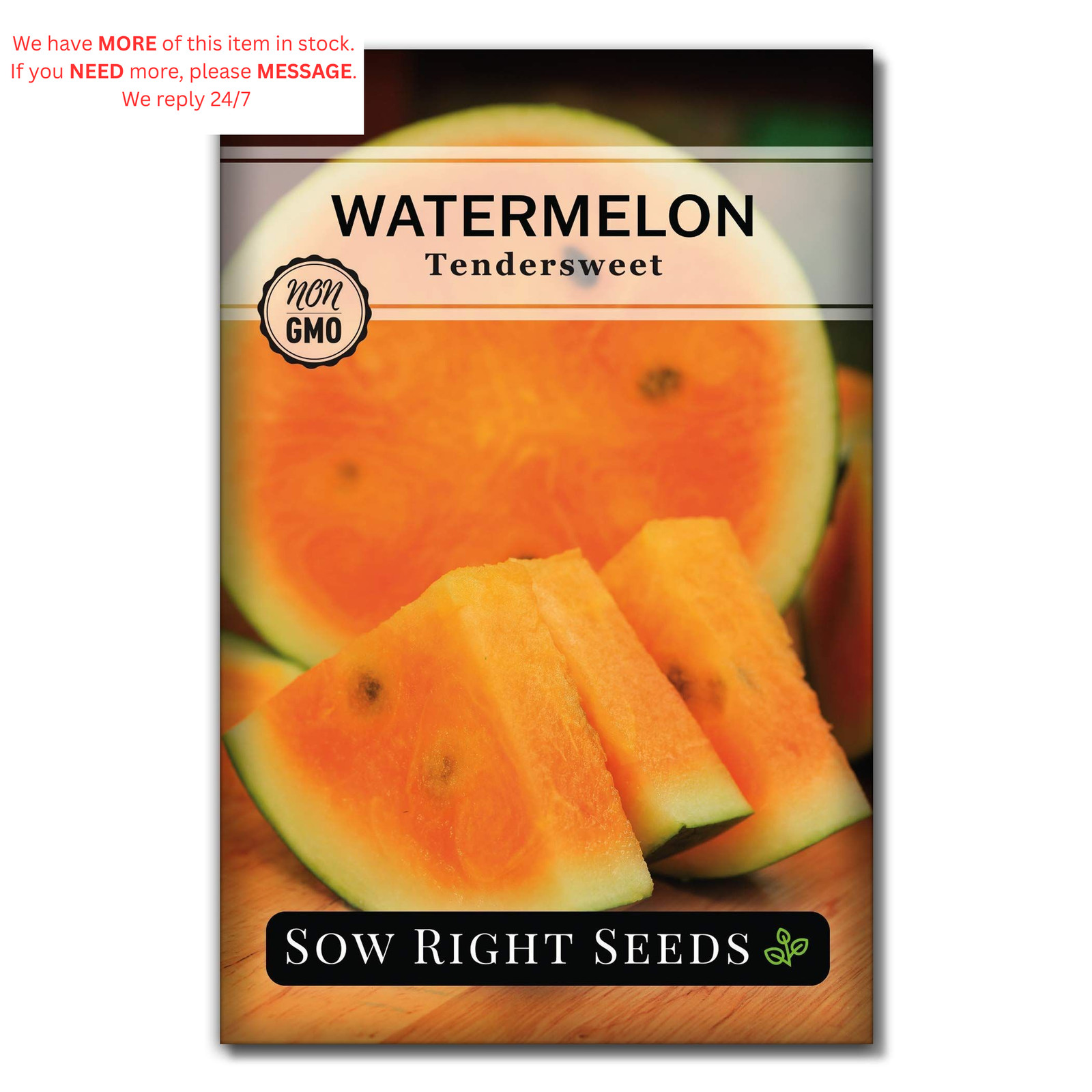 Sow Right Seeds – Tendersweet Watermelon for Planting – Non-GMO orange