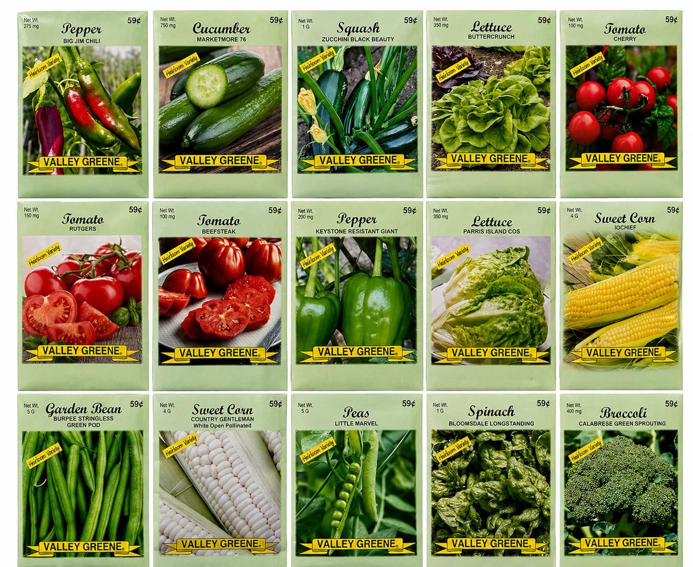 15 Pack Vegetable Garden Seeds Deluxe Heirloom Variety Pack, NonGMO, Perfect…
