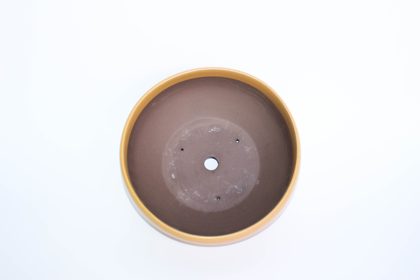 Japanese tapered round pot 8.75″ x 3.5″ Deep, matte mustard