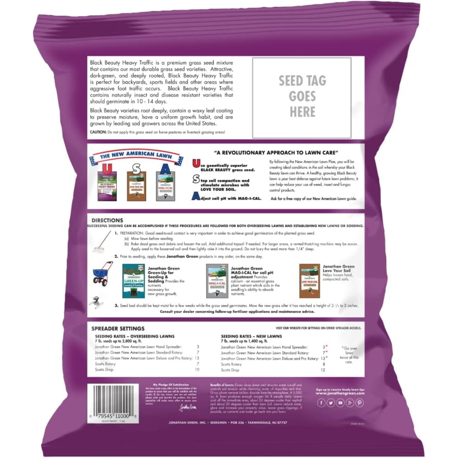 Jonathan Green Black Beauty Heavy Traffic Premium Grass Seed Mixture, 7lbs