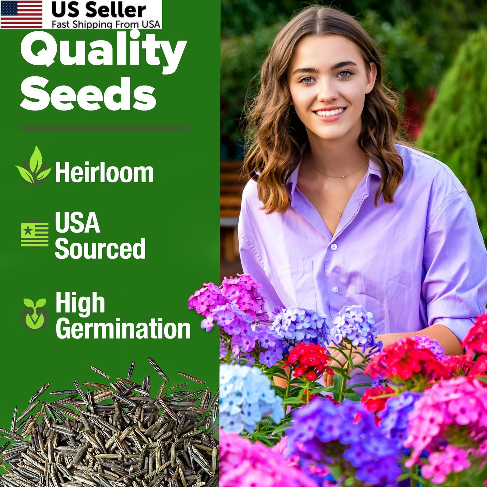 HOME GROWN Verbena Moss Seeds – 6000+ Perennial Flower 1-Pack, Green
