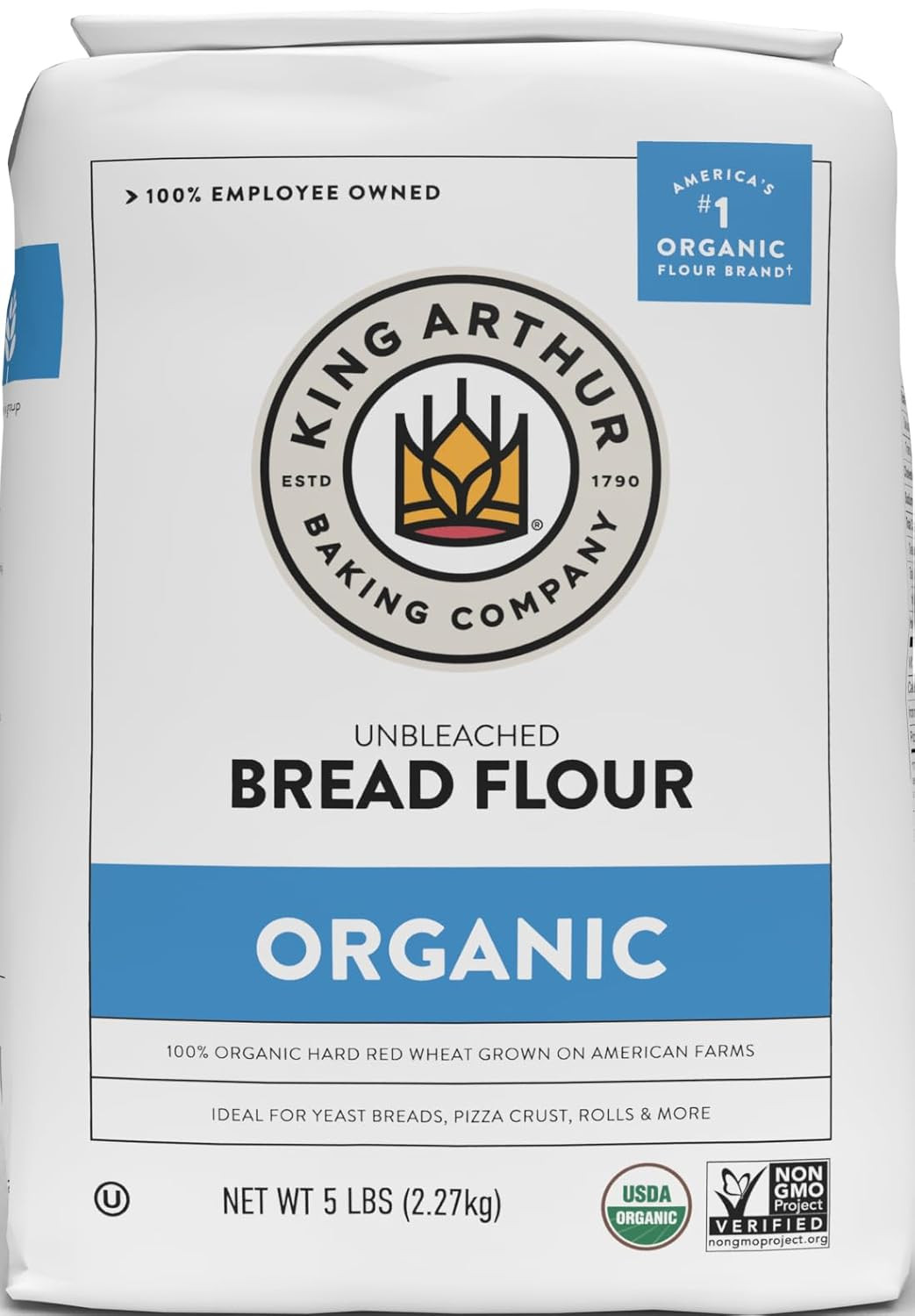 King Arthur 100% Organic Bread Flour, Unbleached, 5 Lb (Pack of 1) – Non-Gmo Pro