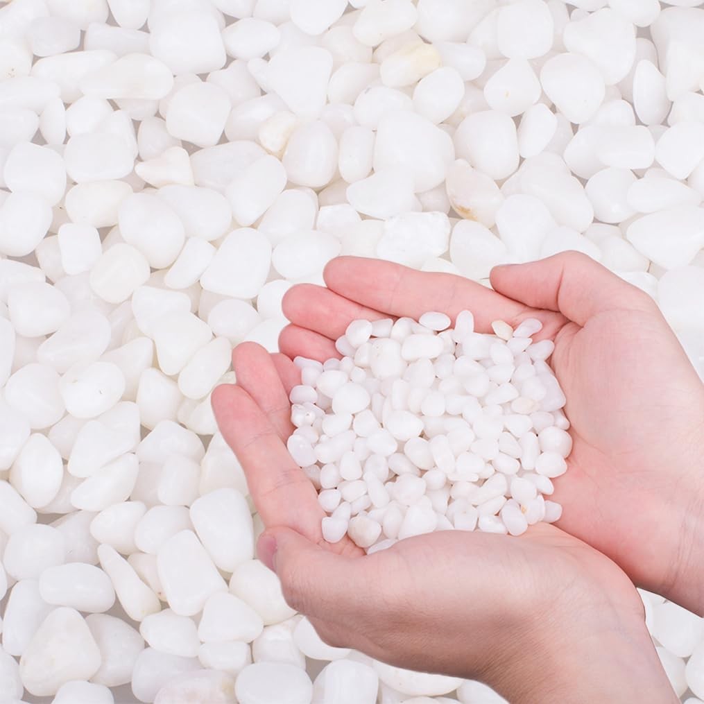 2.0 LB White Aquarium Gravel Pebbles 3/8″, Natural Decorative Aquarium Substrate