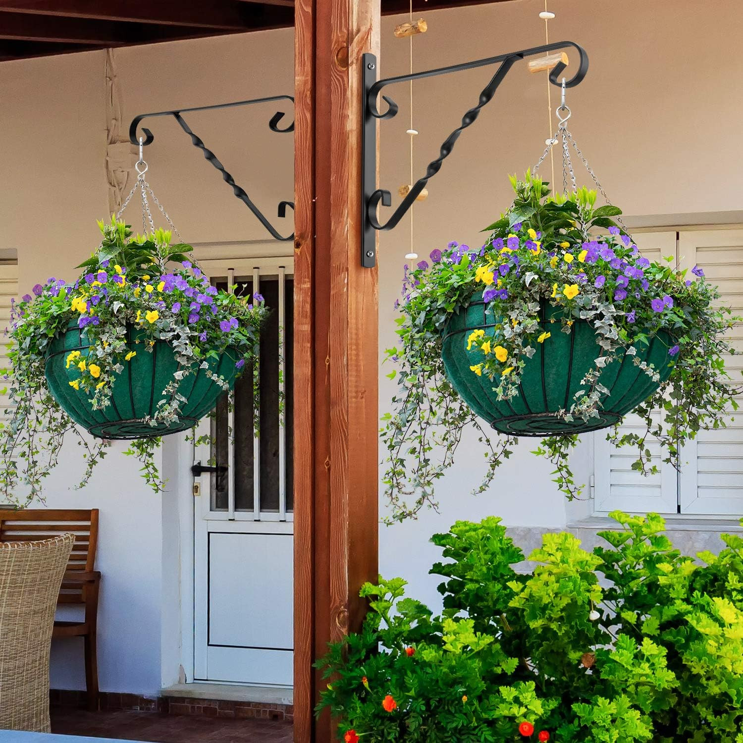 4 Pack Hanging Plant Brackets Outdoor 12″ Metal Fence Wall Plant Hanger Hooks fo
