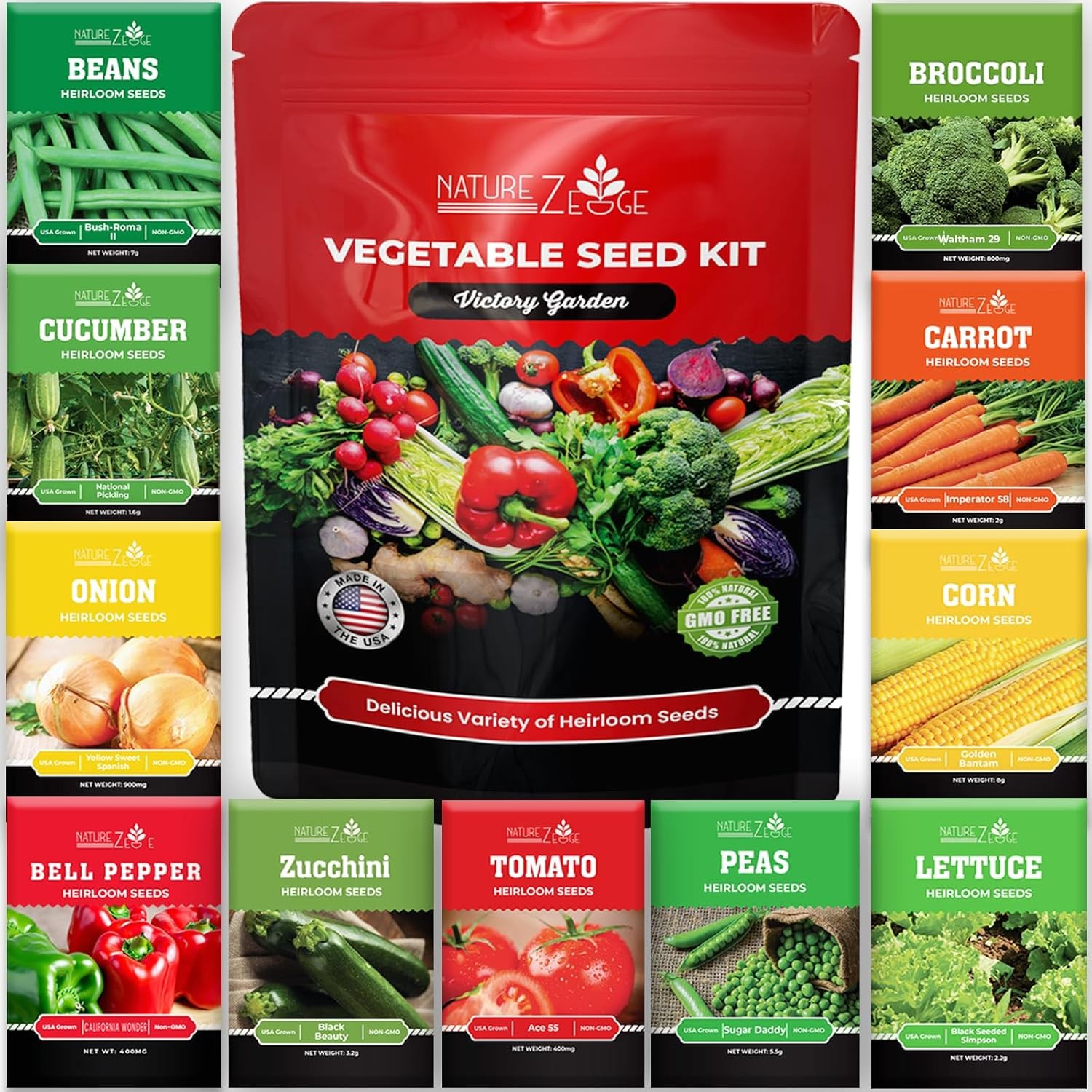 11 Heirloom Seeds for Planting Vegetables and Fruits, 4800 11 Variety, Brown