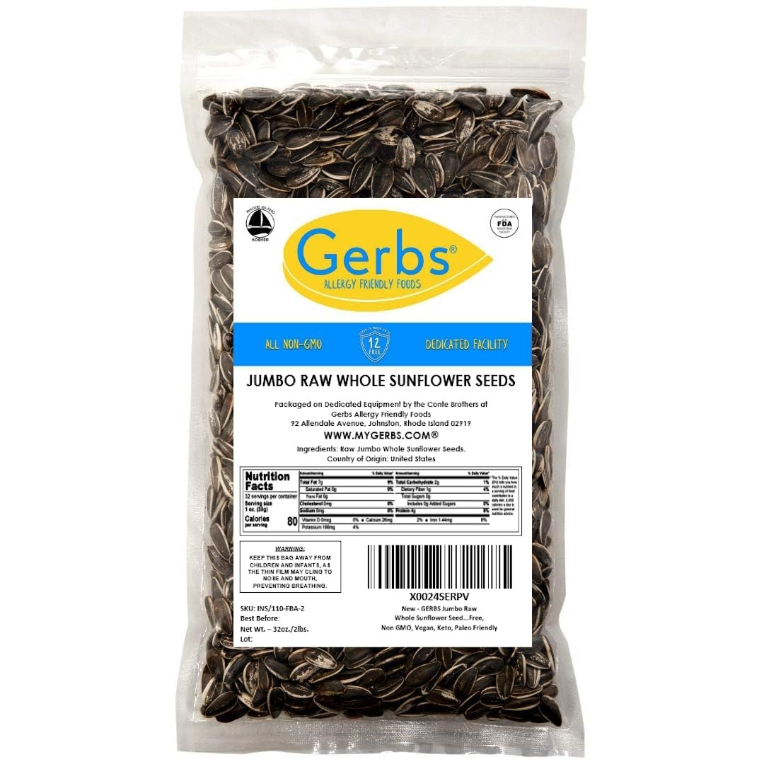 Jumbo Raw Whole Sunflower Seeds 2 Lbs. | No Artificial Additives, Shell-On, Rese