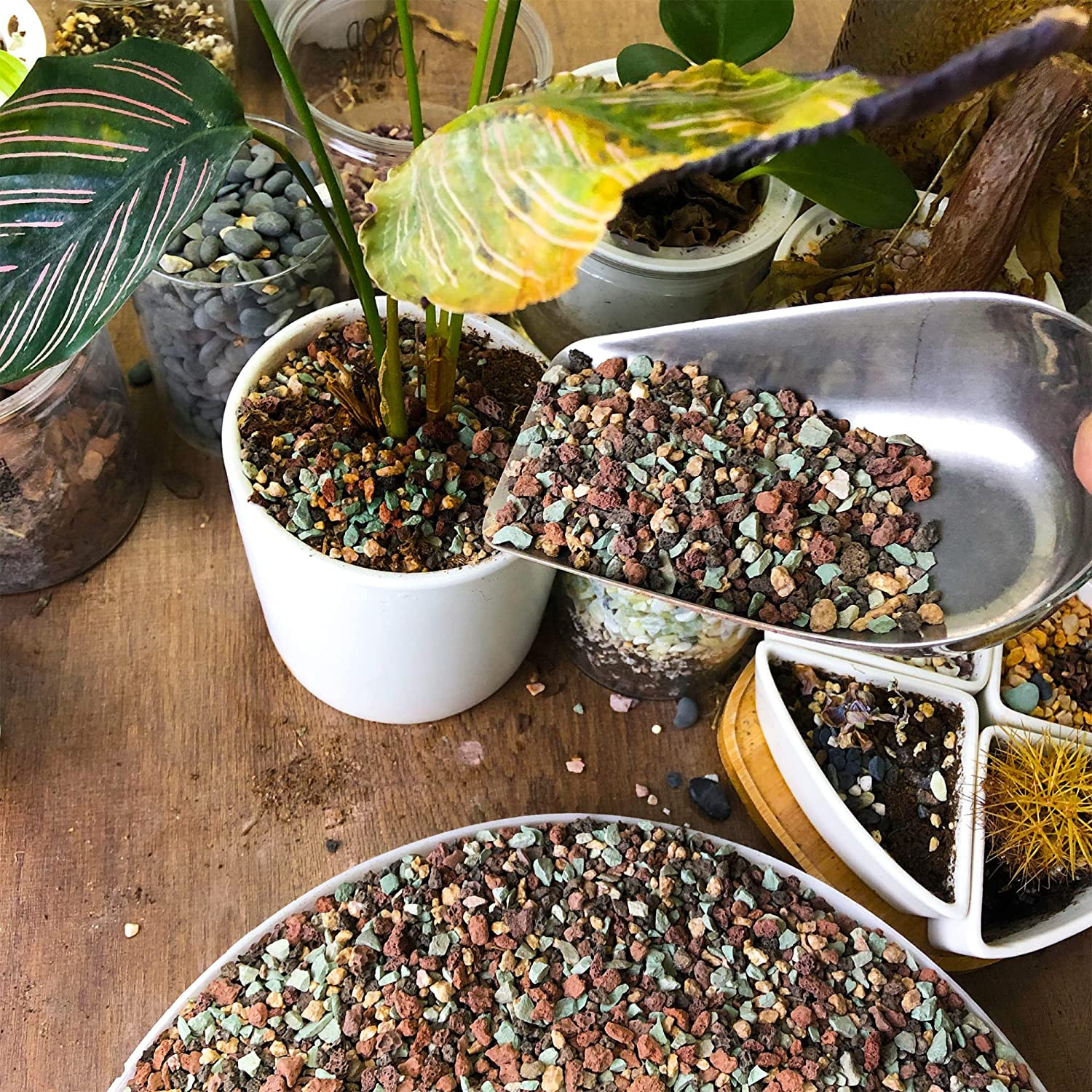 7Lb Mix Lava Rocks for Plants in Door -Gravel Pebbles for Bonsai Succulent Cactu
