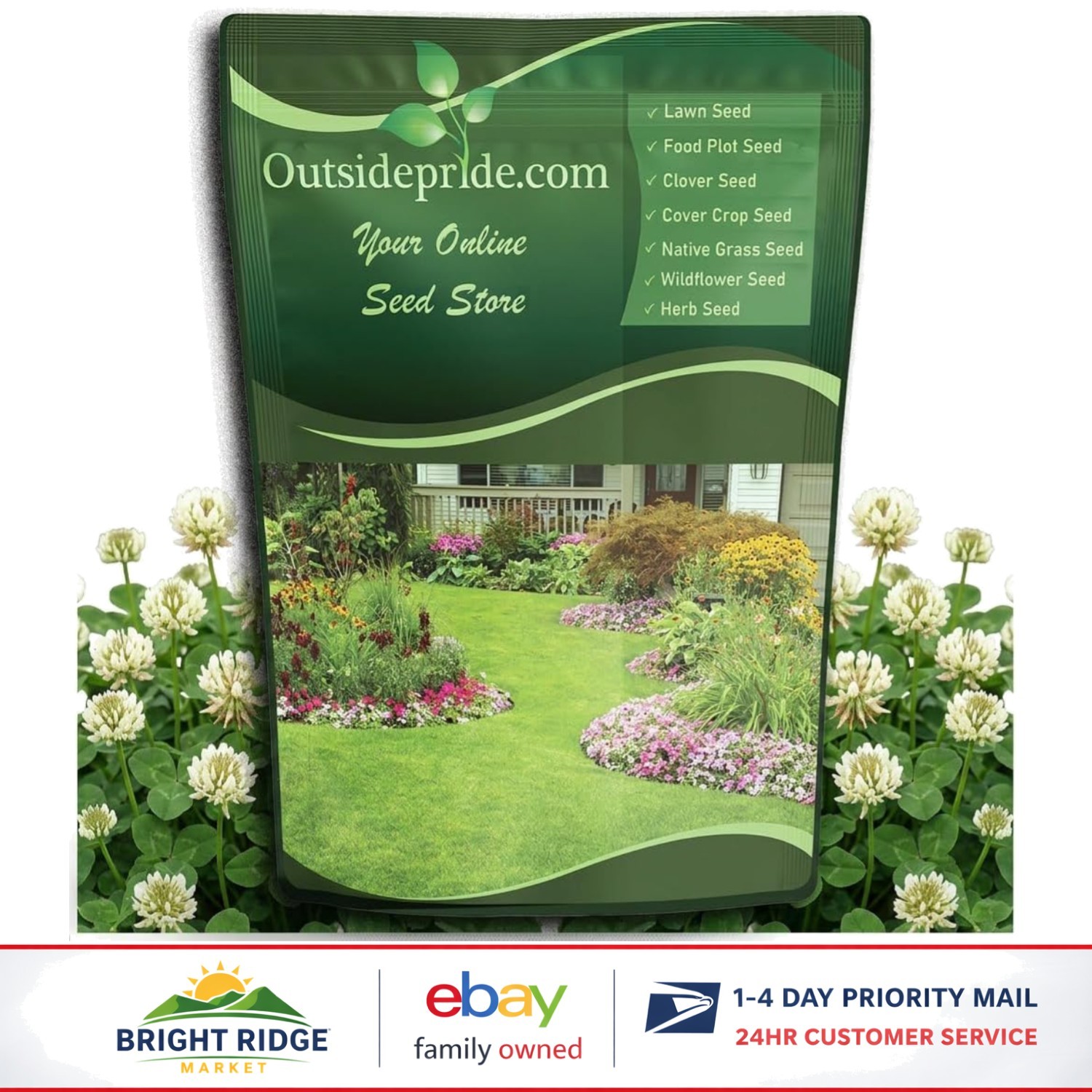 2 lbs Heirloom White Clover Seeds for Summer Blooms and Pollinator Support