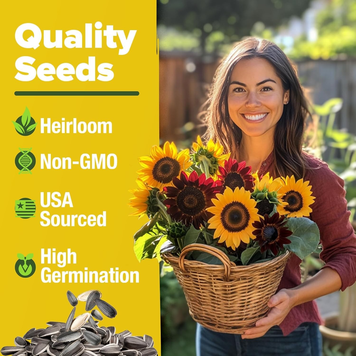 8 Varieties Sunflower Seeds Pack 1000+ Non-GMO for Garden, Indoor & Outdoor