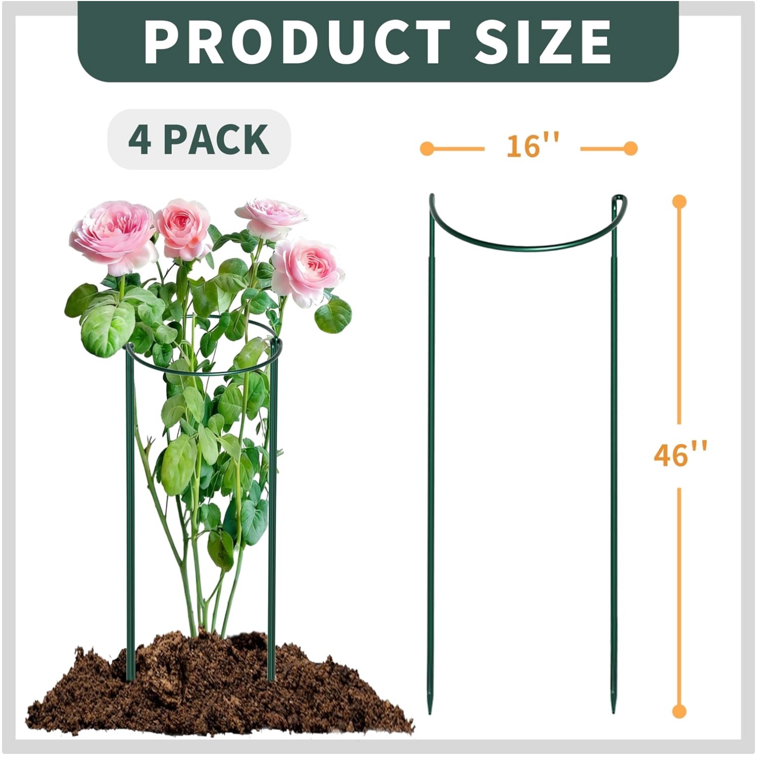 Heavy-Duty Flower Supports – 16″x46″ – 4 Pack