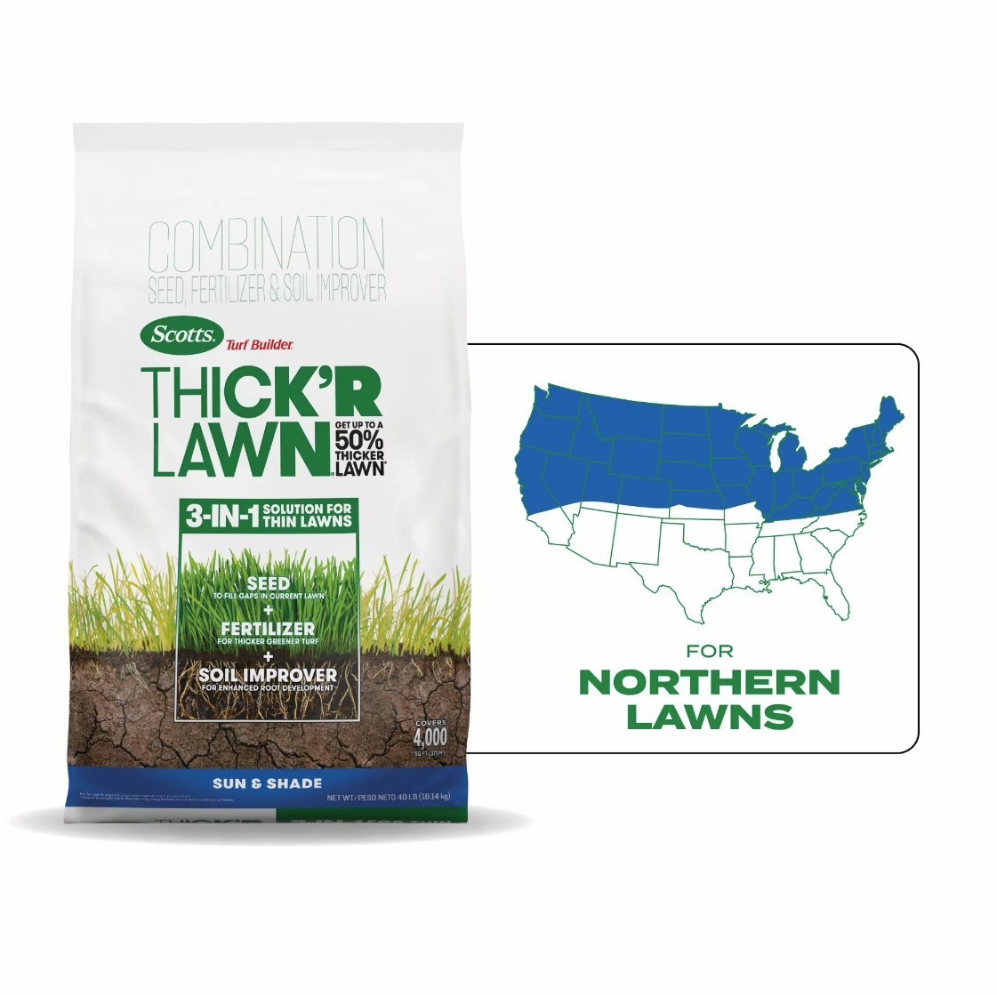 [FASH SALE] Scotts Turf Builder Thick’R Lawn Sun & Shade Grass Seed Mix 40 lb