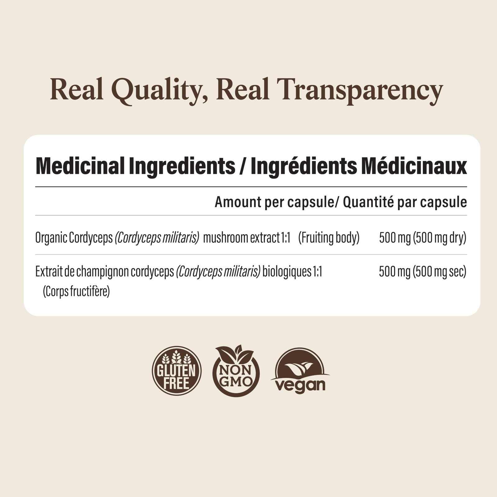 Real Mushrooms Supplement Capsules – Cordyceps 120 Count (Pack of 1), Orange