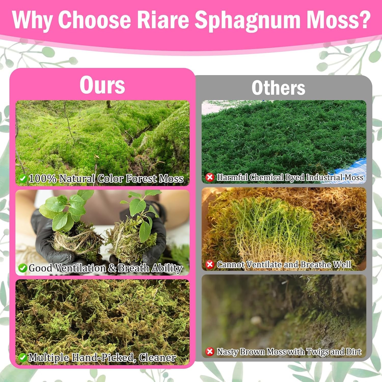4.4LBS Premium Sphagnum Moss for Plants- 80QT Natural Dried Plant Moss for Potte