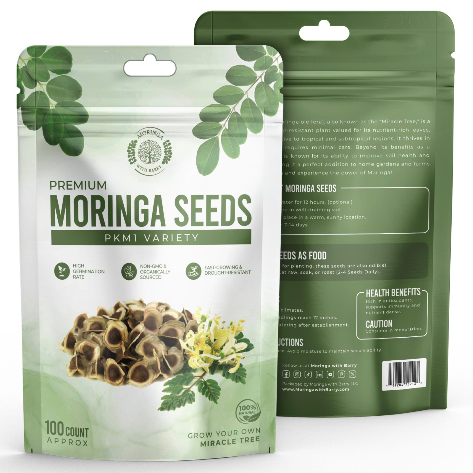 Moringa Seeds 100 Count High-quality NON-GMO Organically Grown Pkm1 Variety
