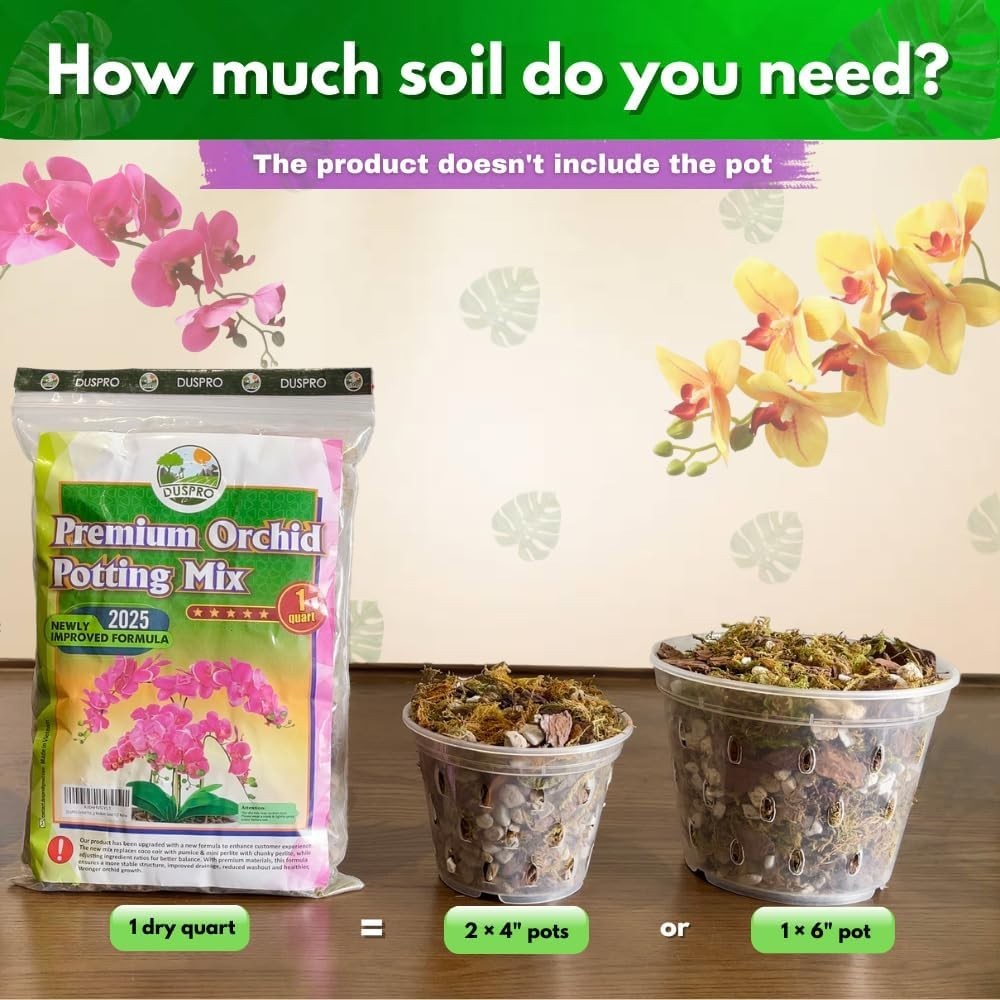 Orchid Potting Mix with Pine Bark & Pumice – Perfect for Strong Roots, 1 Quart