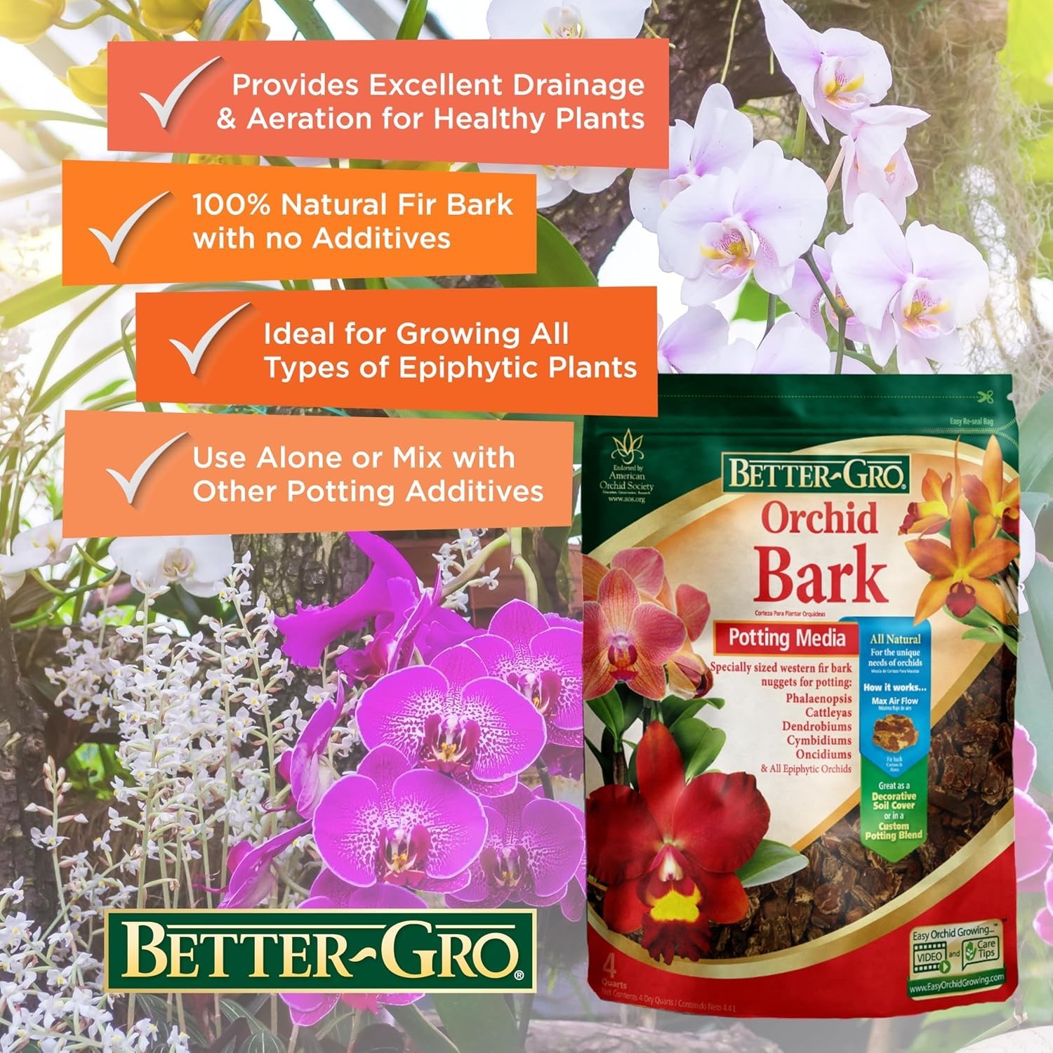4 Quarts of Versatile Orchid Bark – Ideal for Repotting and Water Retention