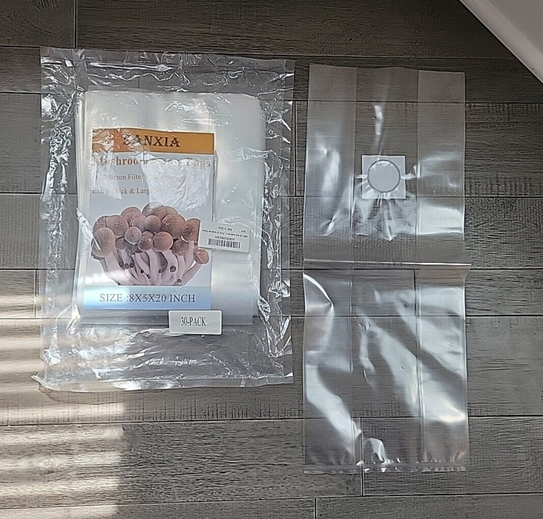 Mushroom Bags Grow Grain Substrate Mycelium Sealable Bag – 30 Count – 8″x5″x20″