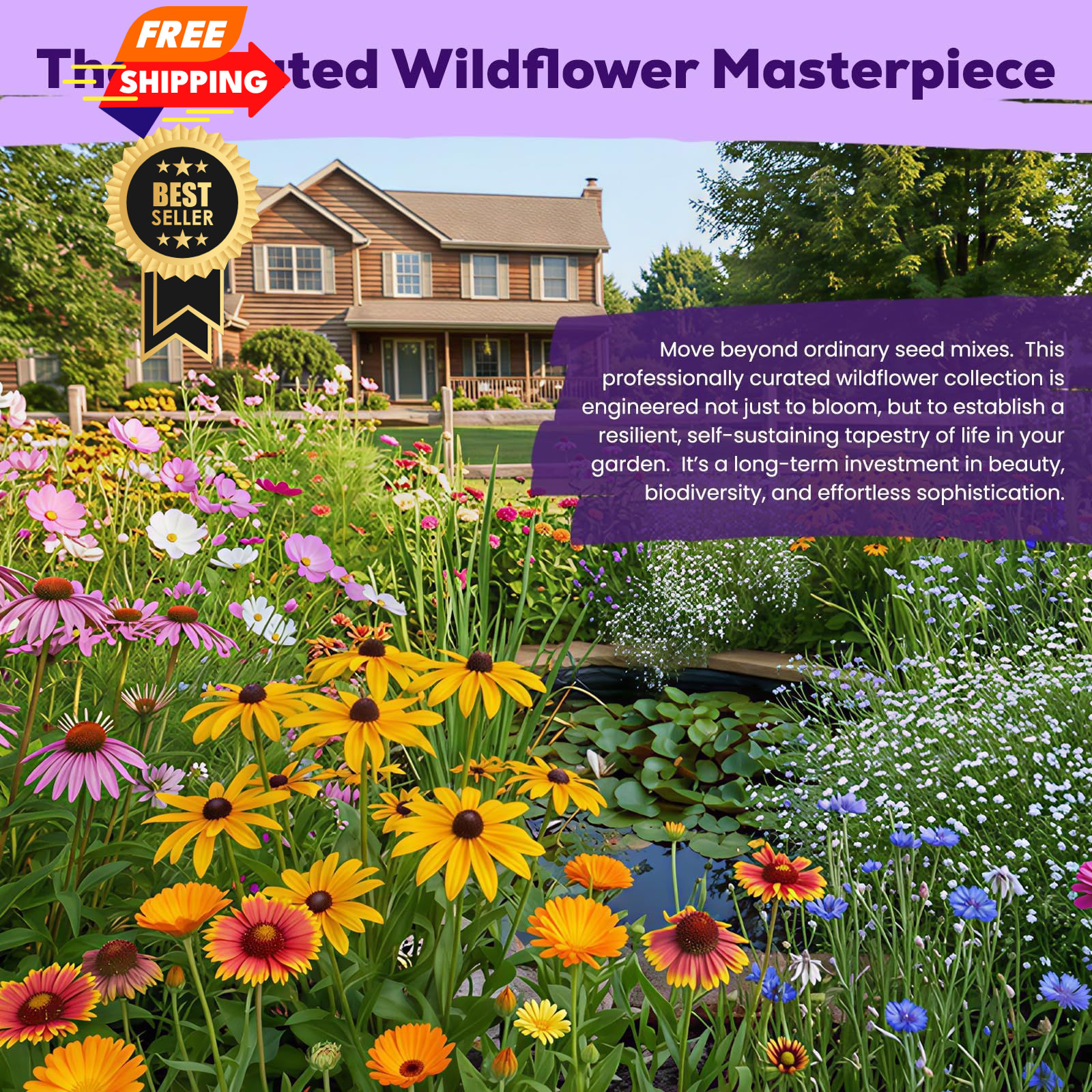 200,000+ Wildflower Seeds Bulk (4oz) – 16 16 Variety Perennial Mix, Colorful