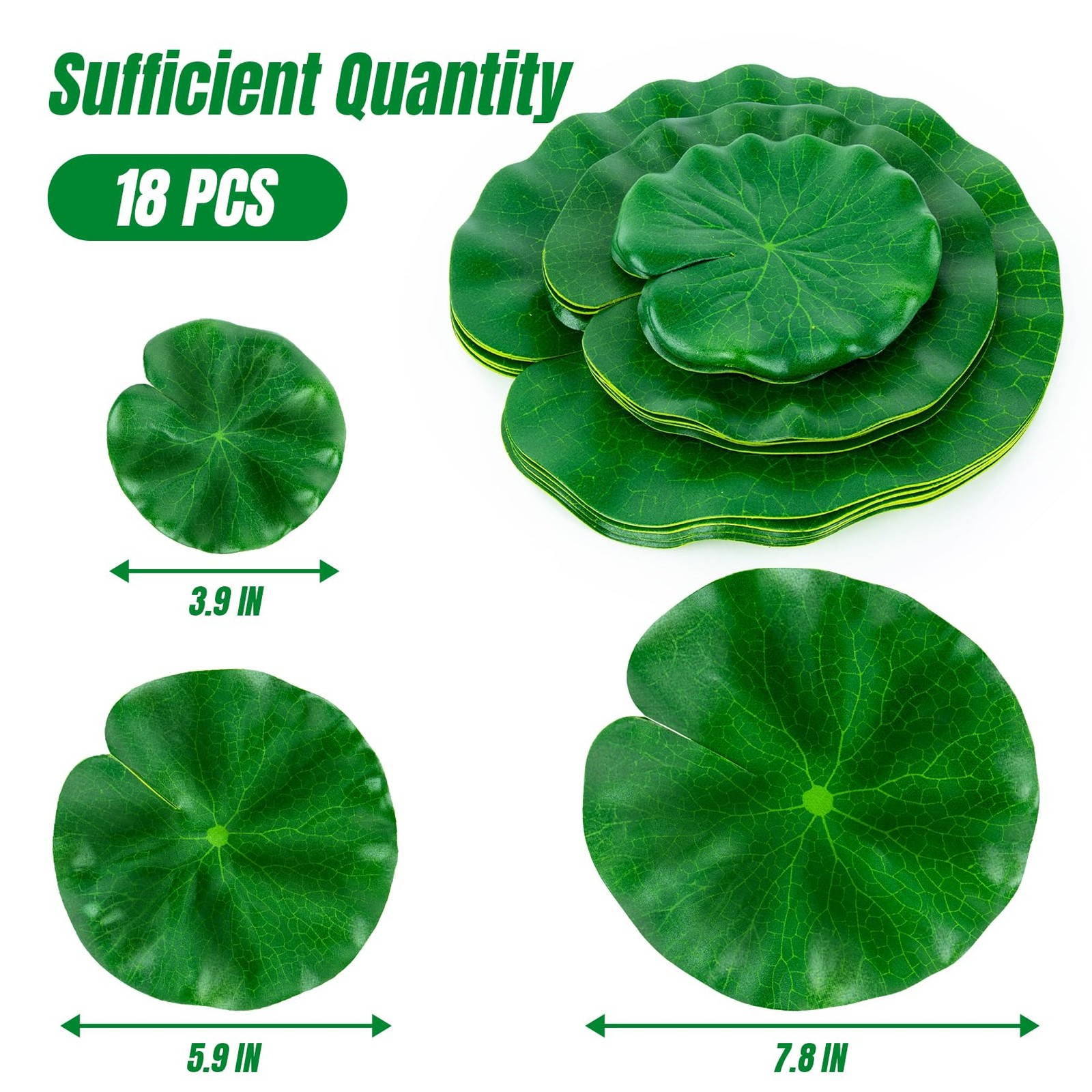 18PCS Lily Pads for Ponds Artificial Pond Plants Floating Flowers for Pool Aquar