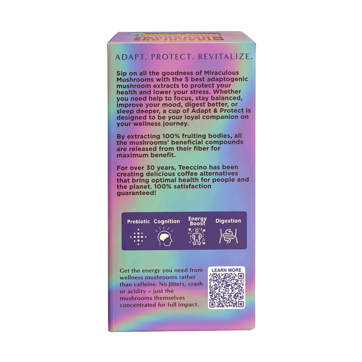 Teeccino Miraculous Mushrooms Adapt & Protect Herbal Tea 25 Count (Pack of 1)
