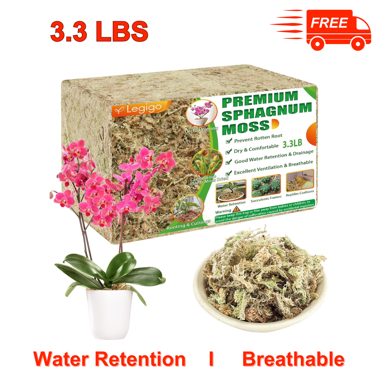 3.3LBS Premium Sphagnum Moss For Plant- 60QT Natural Succulent Carnivorous Plant
