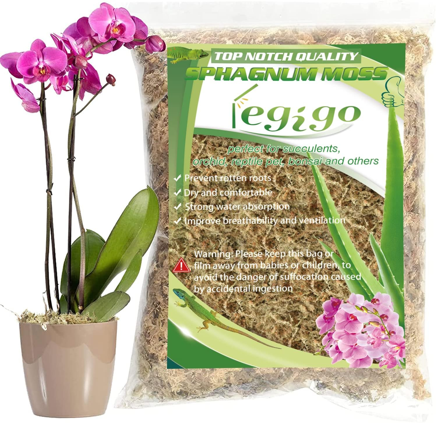 4 Qt Sphagnum Moss for Plants Reptiles Orchid Succulents