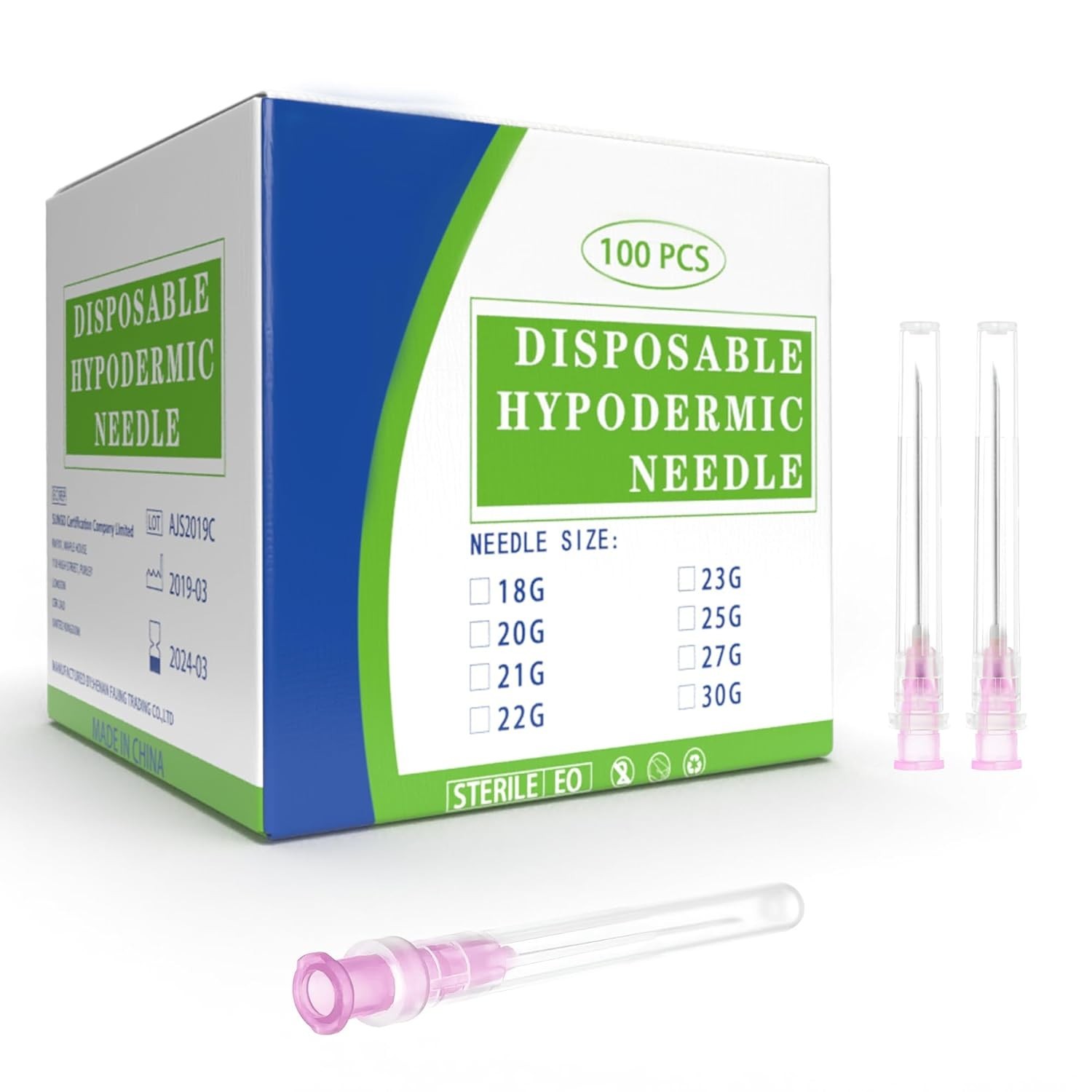 32 Gauge 1/2 Inch Needle with Caps, Sterile Disposable Luer Lock 32G inch