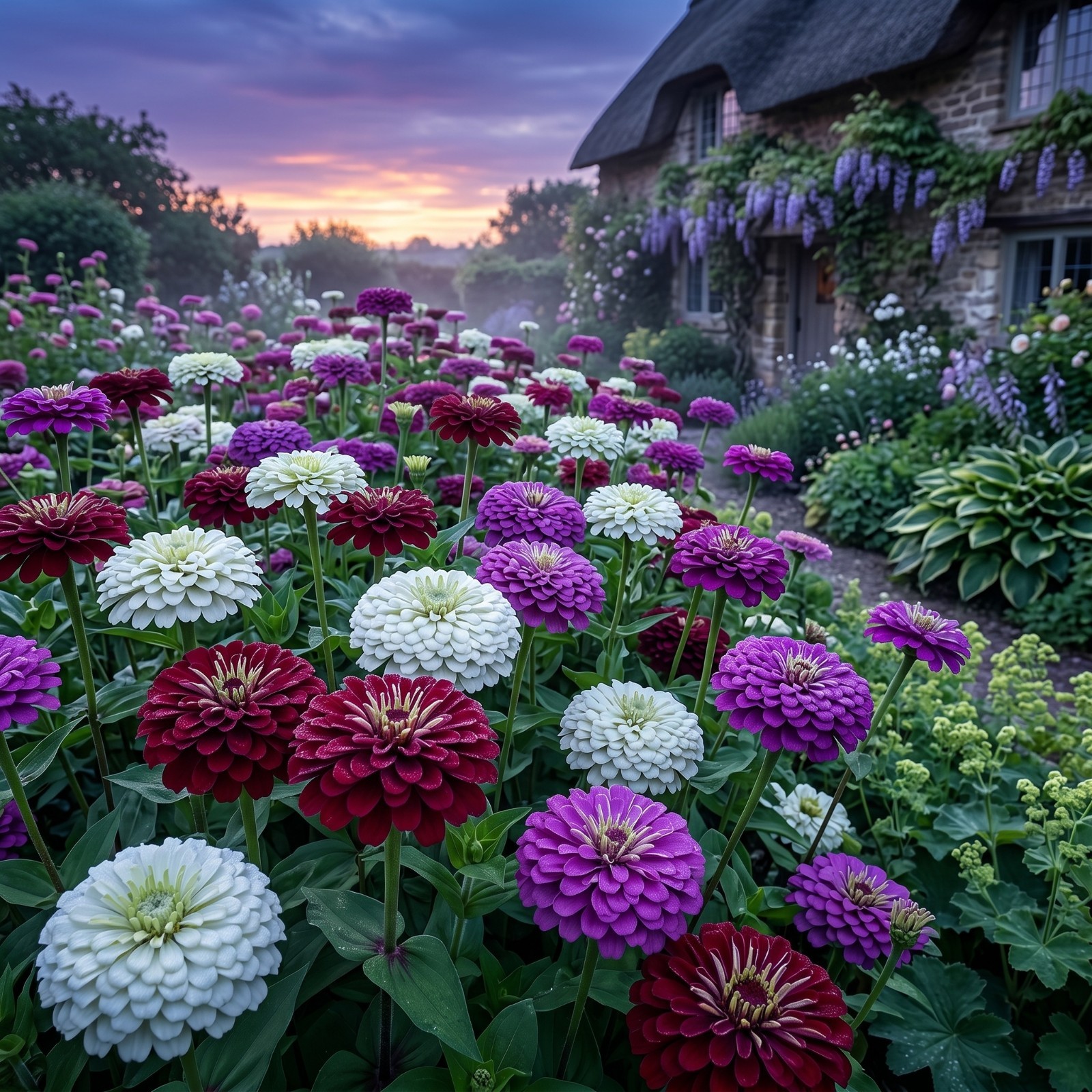 Zinnia GIGANTICA FROSTED MOONLIGHT Mix Romantic Huge Double Blooms 50 Seeds!