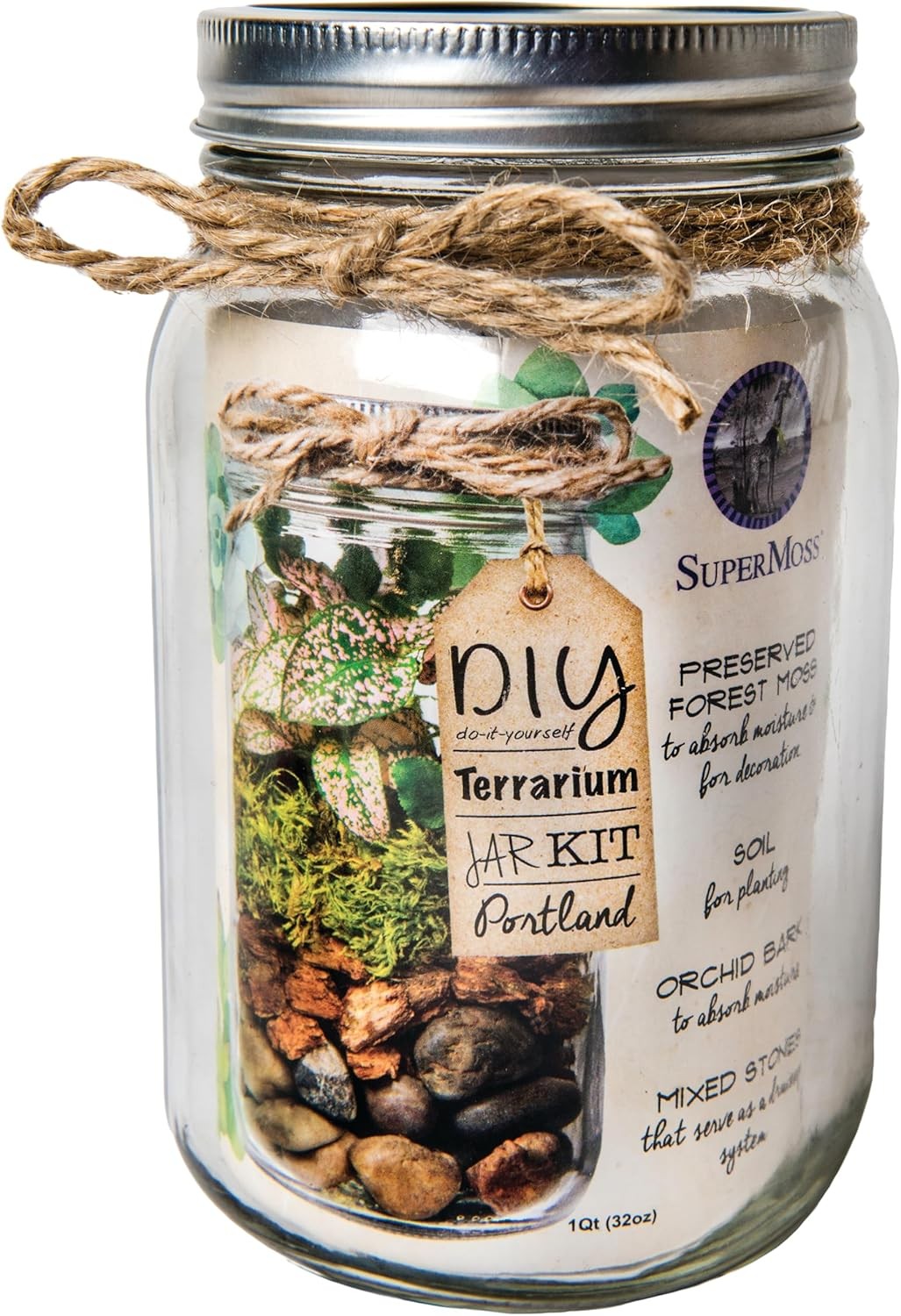 SuperMoss Portland DIY Mason Jar Terrarium Kit – Complete Starter Set