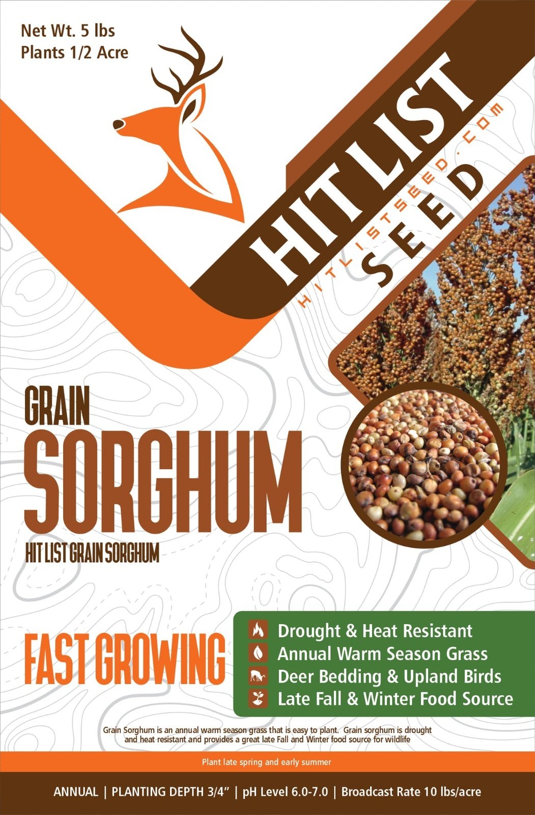 Grain Sorghum Food Plot Seeds for Deer – Annual Mix – 5 lbs – Summer & Spring Pl