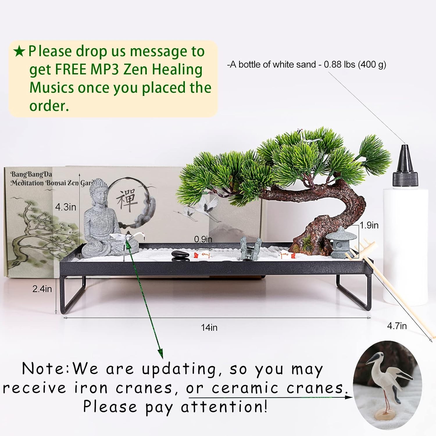 Japanese Zen Garden Decor Handmade Buddha Bonsai Tabletop Home Office Gift
