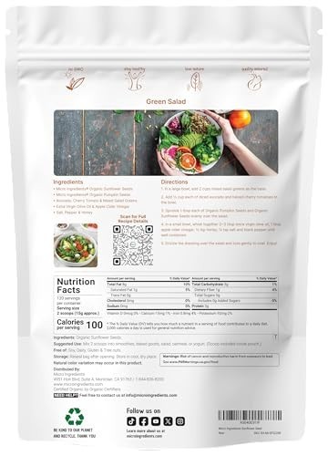 Organic Sunflower Seeds 4lbs – Raw Unsalted Shelled Kernels | Low Carb Snack, Ba