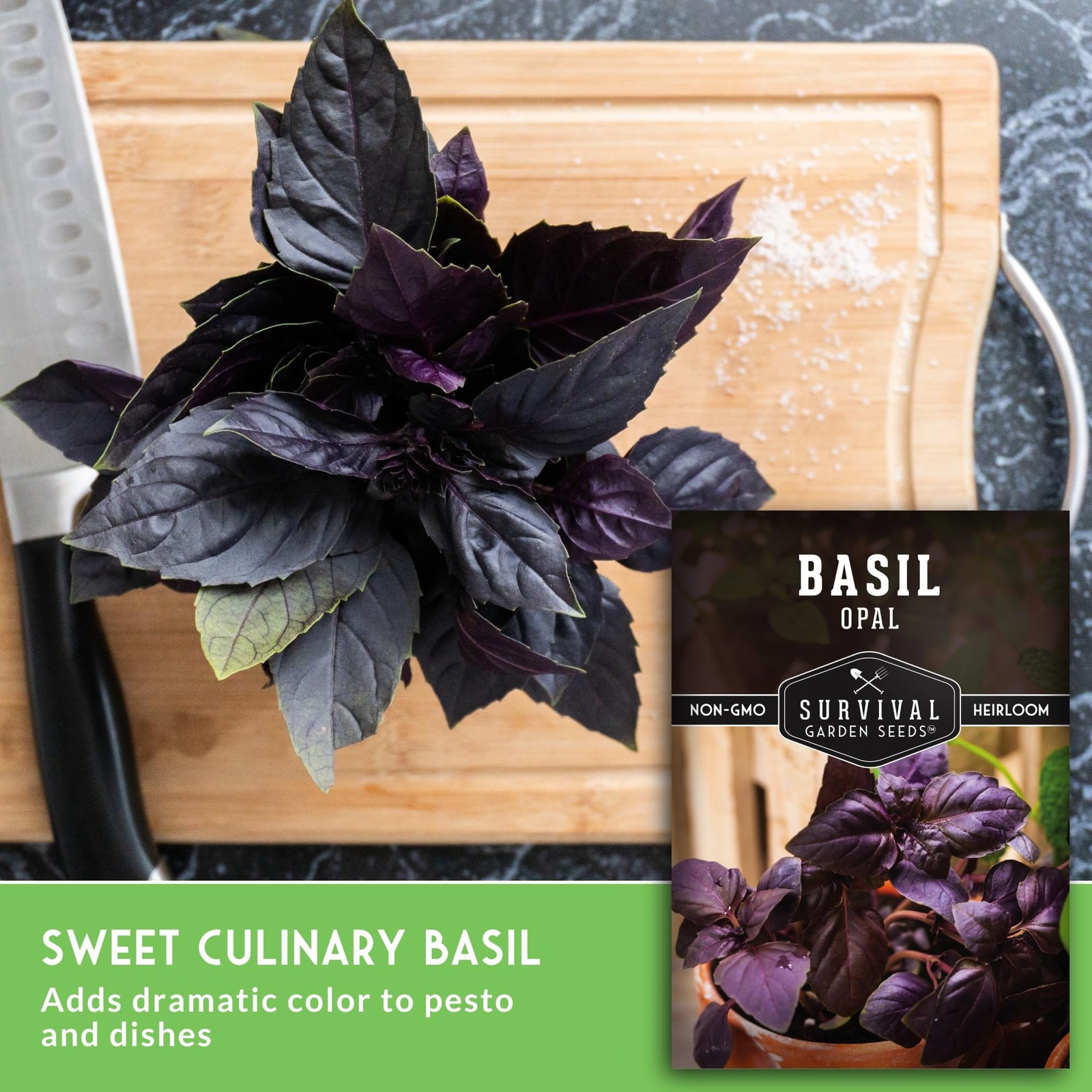 Dark Opal Basil Seeds – Heirloom Non-GMO Purple Leaf Herb for Home Gardens