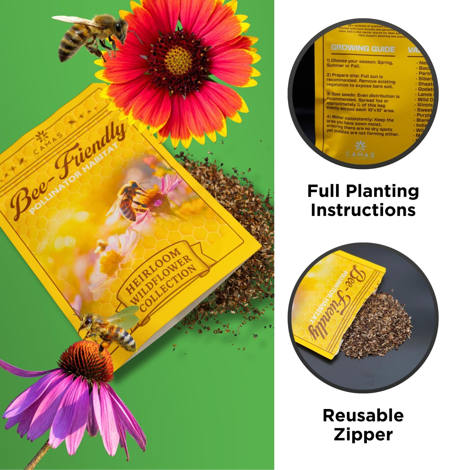 Bulk Wildflower Seeds 1/4 lb – Perennial & Annual Mix for Bees, No Fillers, Easy