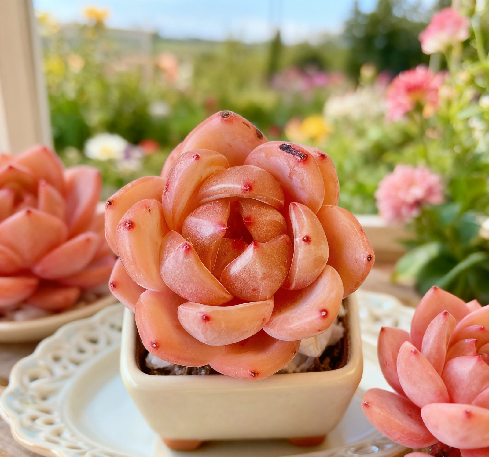 Echeveria Red Wine Champagne Succulents Plants Live, Bare root without soil pot,