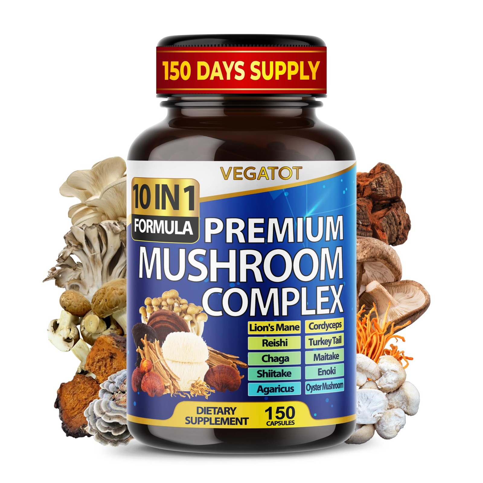 Vegatot Mushroom Complex 150 Count (Pack of 1), 150 1)