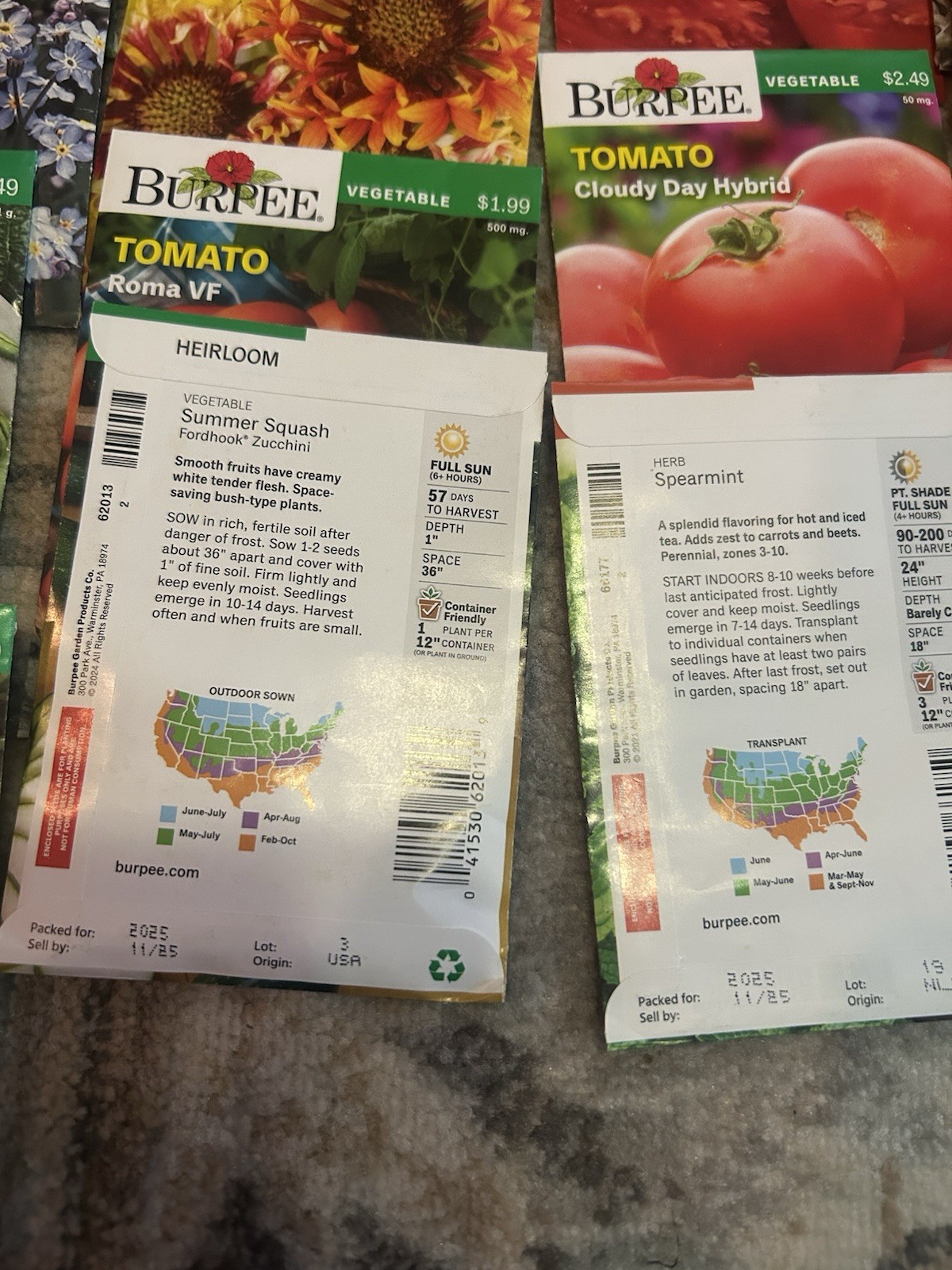 Lot J seeds Vegetable, flowers And Herb Seed Packets Packs 2025 mix gardening.