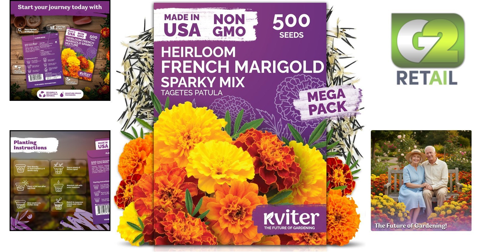 500 Non-GMO French Marigold Seeds – Bright Yellow & Orange Blooms for Any Space