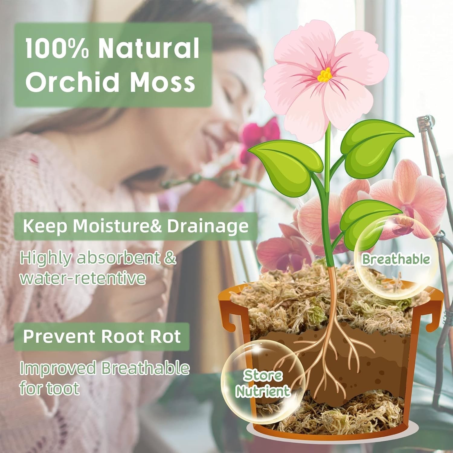 4.4lbs Organic Sphagnum Moss – 80QT Natural Plant Soil for Orchids