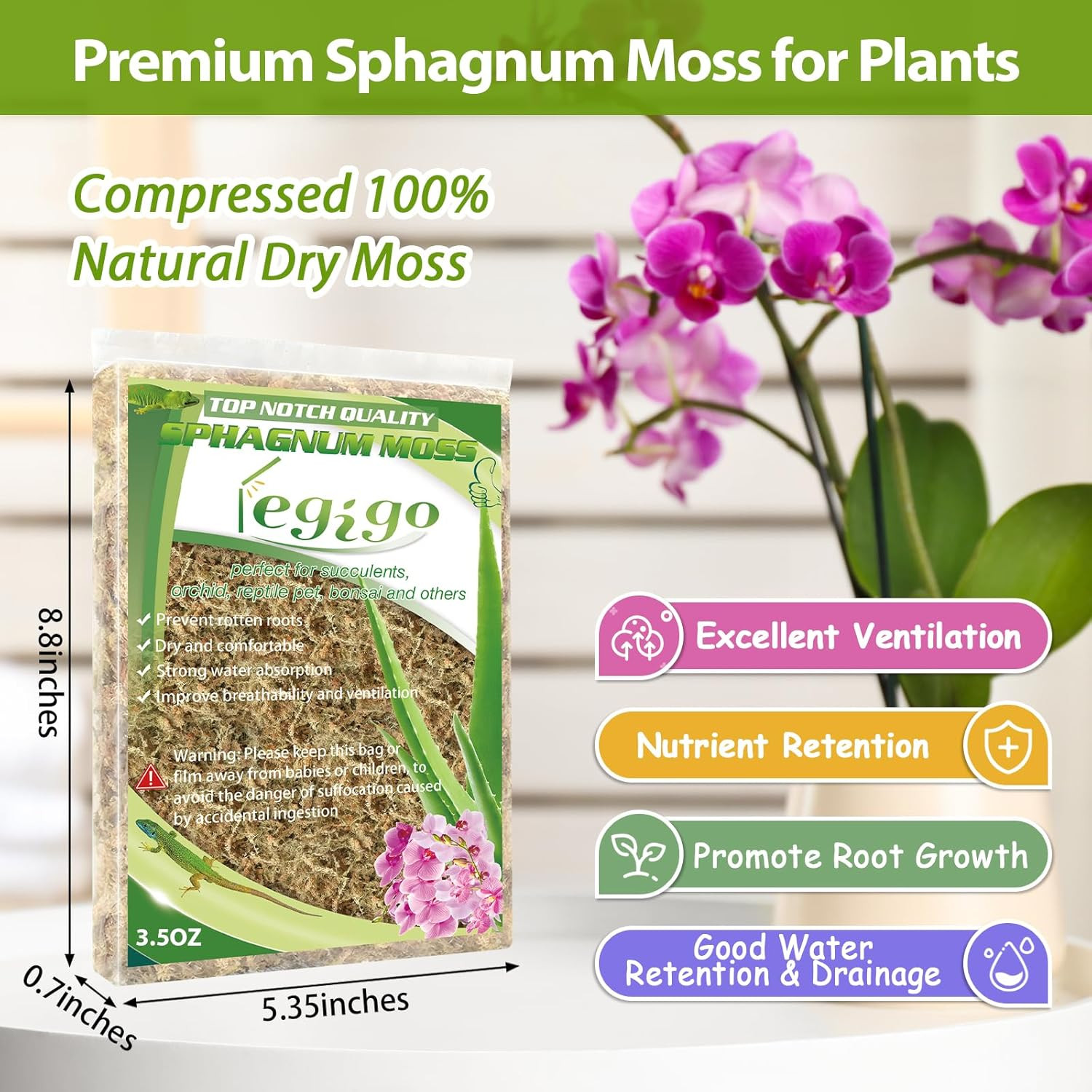 4 Qt Sphagnum Moss for Plants Reptiles Orchid Succulents