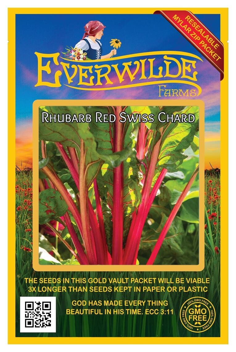 200 Rhubarb Red Swiss Chard Seeds – Everwilde Farms Mylar Seed Packet